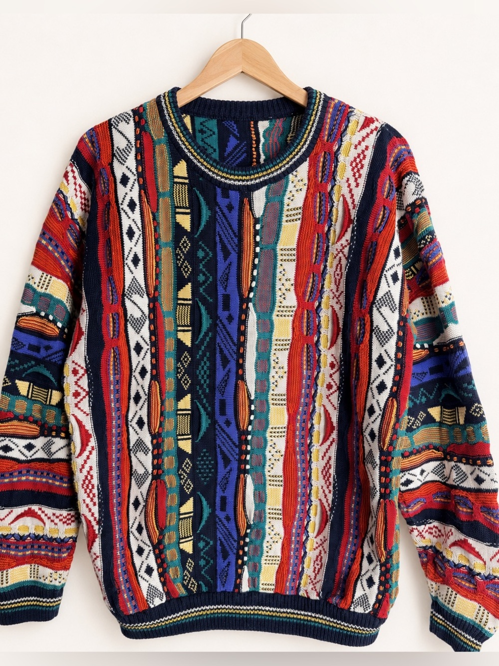 Vintage Cotton Traders 3D Textured Multicolor Knit Sweater